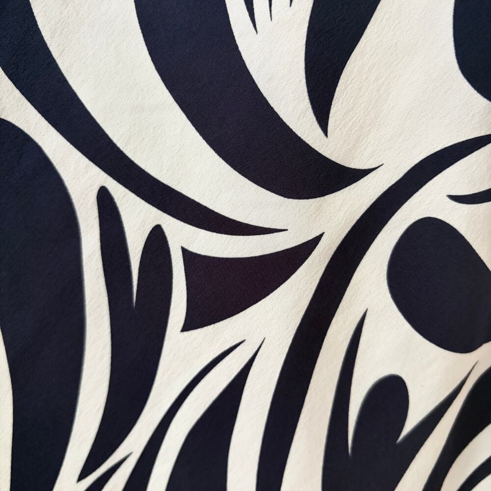 Ann Taylor Swirl Pattern Silk Dress Size 2 NWT Navy and Cream - Picture 6 of 11